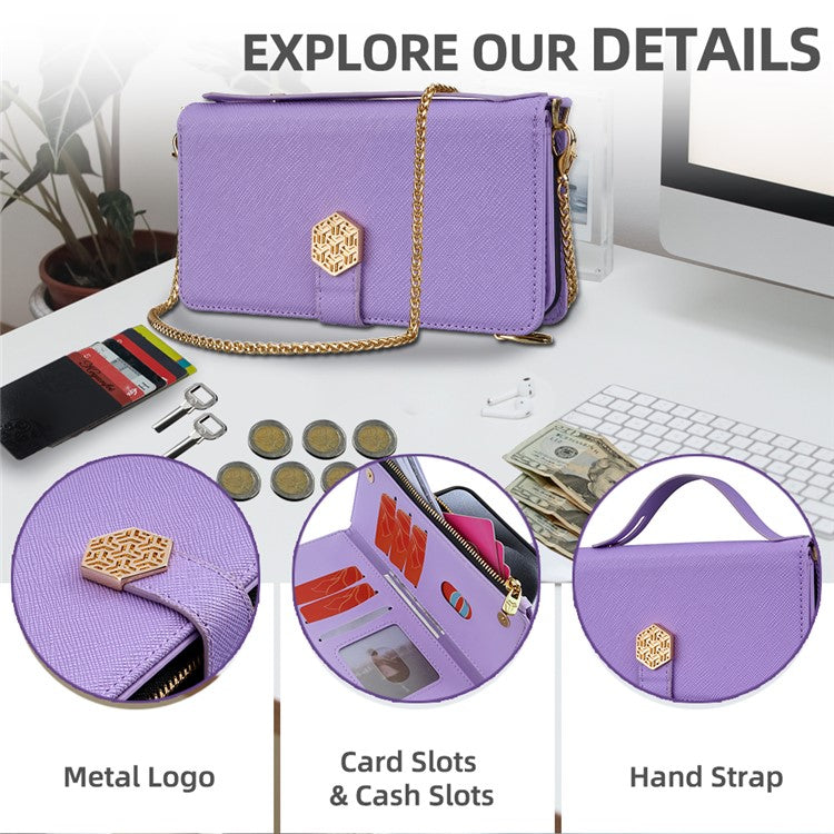 For Motorola Moto G55 5G Case Cross Texture PU Leather+TPU Wallet Phone Cover with Strap - Purple