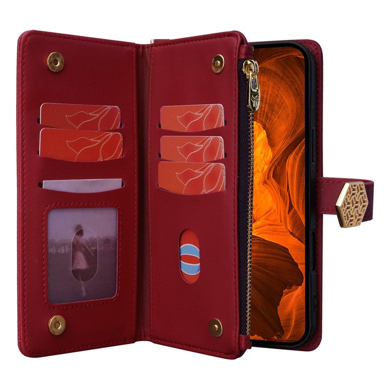 For Motorola Moto G55 5G Case Cross Texture PU Leather+TPU Wallet Phone Cover with Strap - Red
