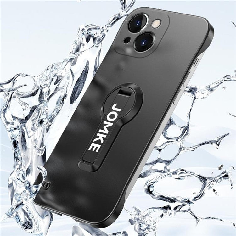 For iPhone 14 Case Hard PC Frameless Baking Paint Kickstand Phone Cover - Silver