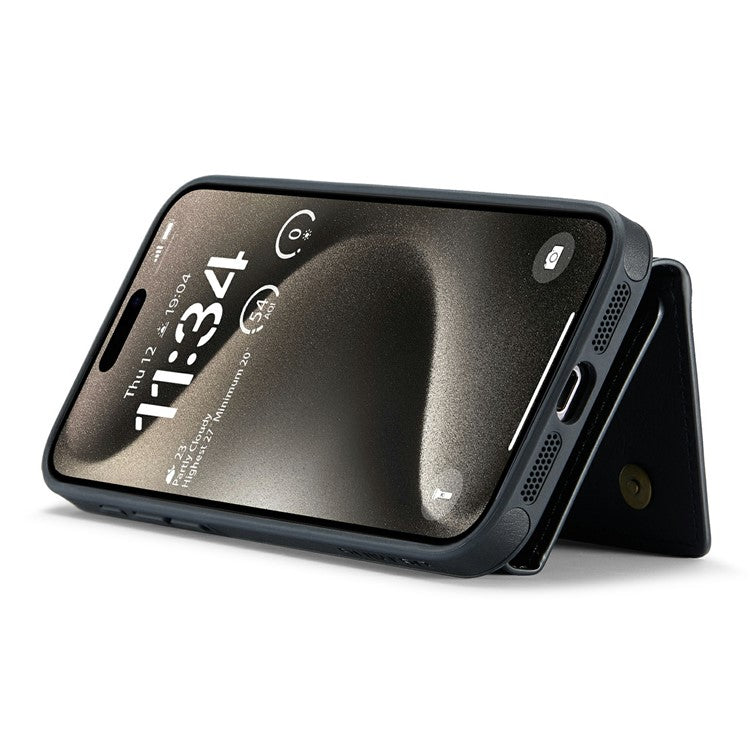 DG.MING M6 Series For iPhone 14 Pro Case Magnetic Wallet PU+PC+TPU Phone Cover - Black