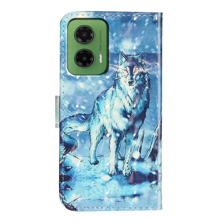 For Motorola Moto G35 5G Case 3D Pattern Printed Phone Leather Phone Cover - Snow Wolf