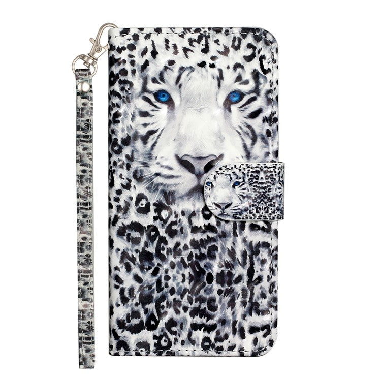 For Motorola Moto G35 5G Case 3D Pattern Printed Phone Leather Phone Cover - Leopard