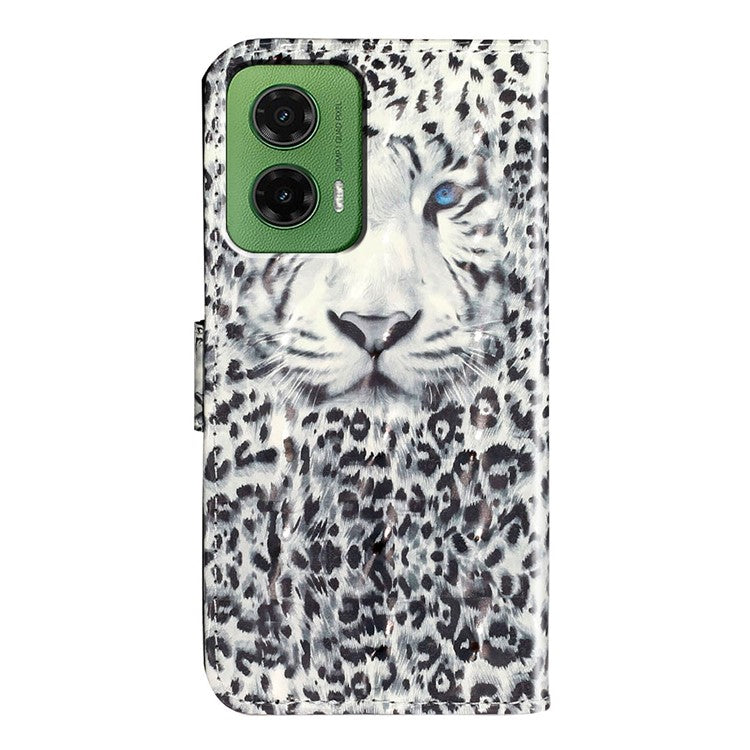 For Motorola Moto G35 5G Case 3D Pattern Printed Phone Leather Phone Cover - Leopard