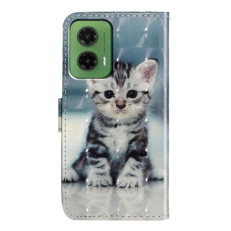 For Motorola Moto G35 5G Case 3D Pattern Printed Phone Leather Phone Cover - Cat