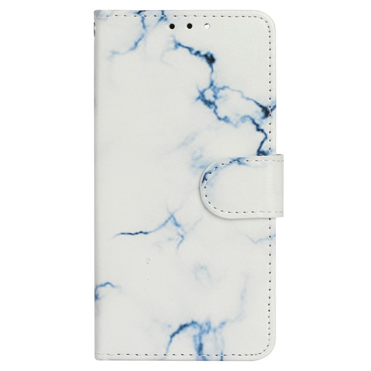 For Motorola Moto G35 5G Case Pattern PU Leather Flip Phone Cover - White Marble