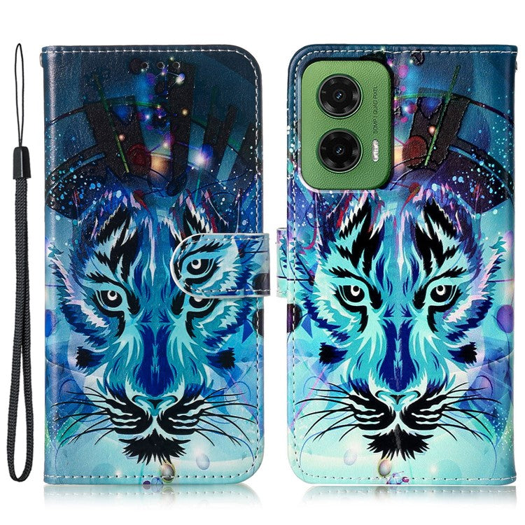 For Motorola Moto G35 5G Case Pattern Leather Wallet Phone Cover with Card Holder - Wolf
