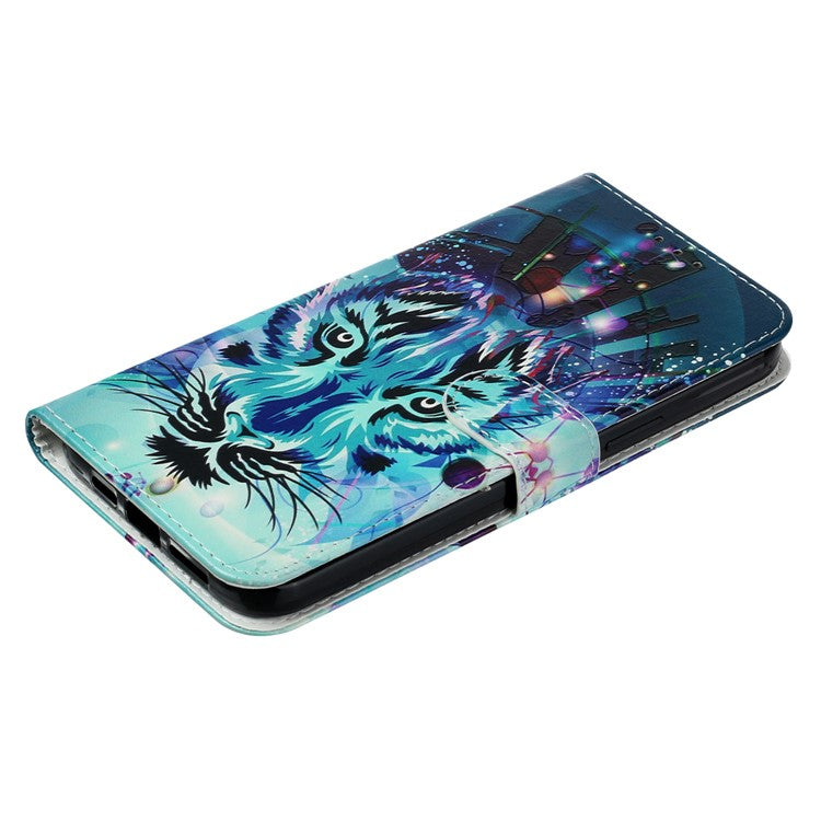 For Motorola Moto G35 5G Case Pattern Leather Wallet Phone Cover with Card Holder - Wolf