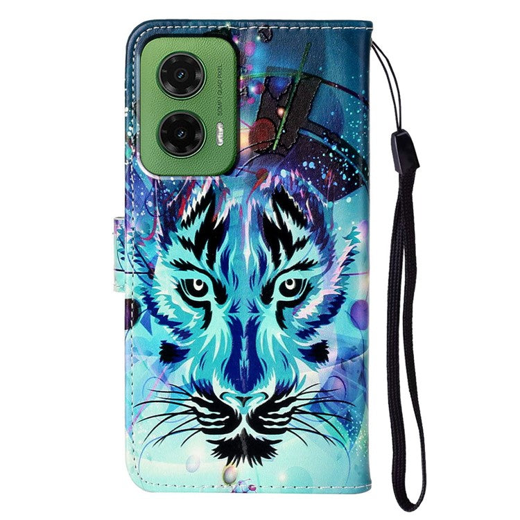For Motorola Moto G35 5G Case Pattern Leather Wallet Phone Cover with Card Holder - Wolf