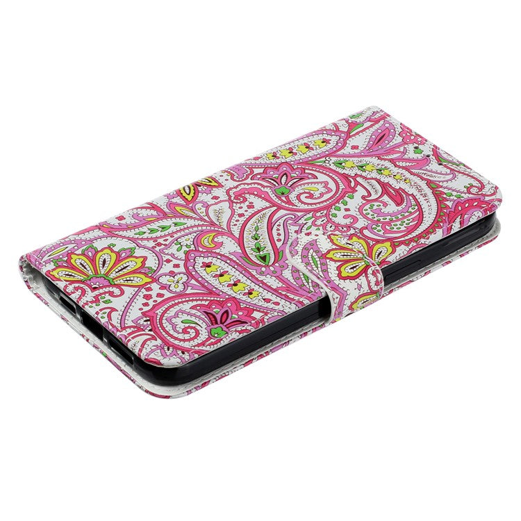 For Motorola Moto G35 5G Case Pattern Leather Wallet Phone Cover with Card Holder - Flower