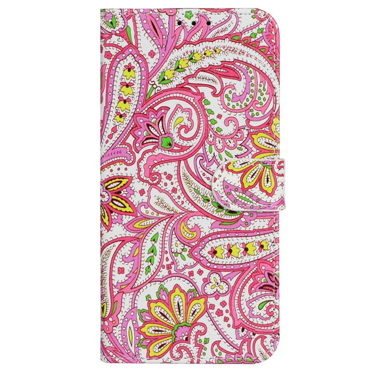 For Motorola Moto G35 5G Case Pattern Leather Wallet Phone Cover with Card Holder - Flower