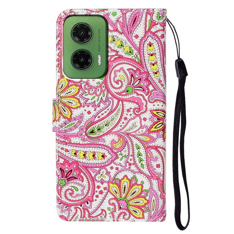 For Motorola Moto G35 5G Case Pattern Leather Wallet Phone Cover with Card Holder - Flower