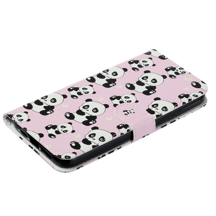 For Motorola Moto G35 5G Case Pattern Leather Wallet Phone Cover with Card Holder - Panda
