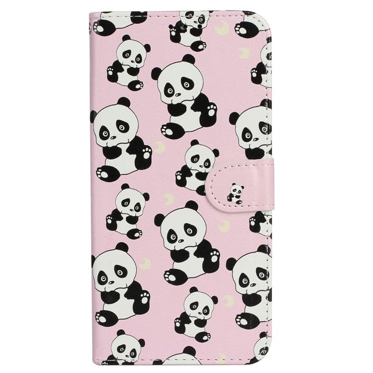 For Motorola Moto G35 5G Case Pattern Leather Wallet Phone Cover with Card Holder - Panda