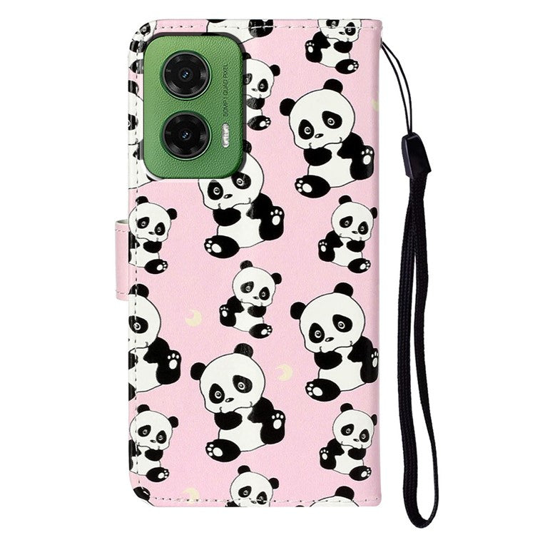 For Motorola Moto G35 5G Case Pattern Leather Wallet Phone Cover with Card Holder - Panda