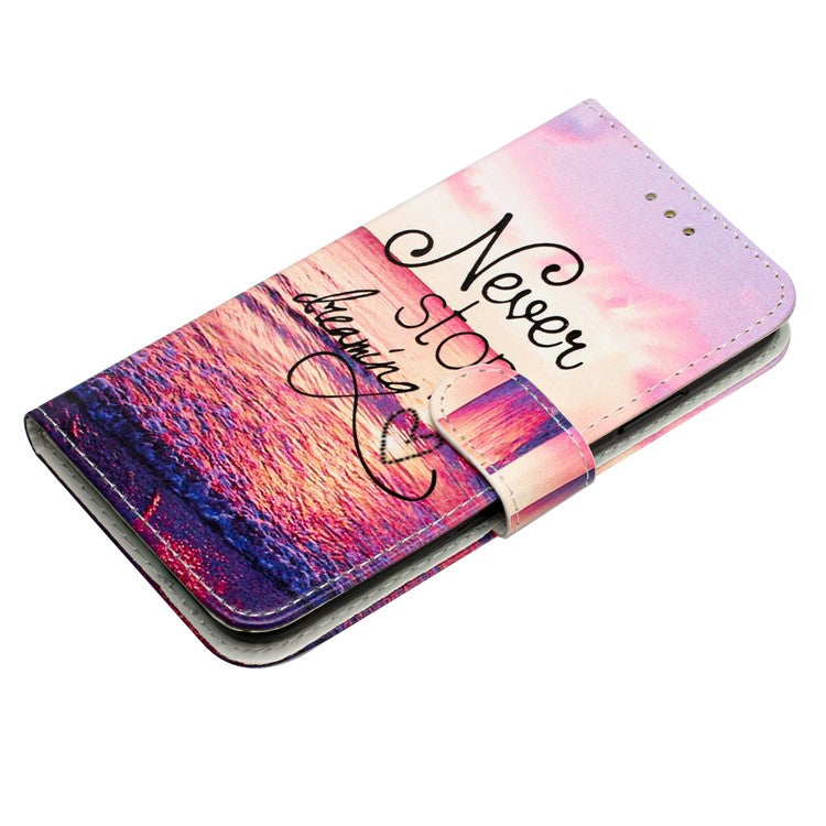 For Motorola Moto G35 5G Wallet Case Printed Pattern Design Leather Phone Cover - Never Stop Dreaming