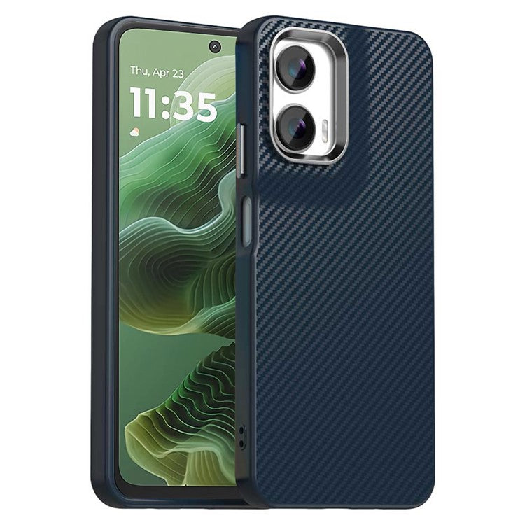 For Motorola Moto G35 5G Case Cell Phone Hybrid Back Cover Carbon Fiber Texture - Blue