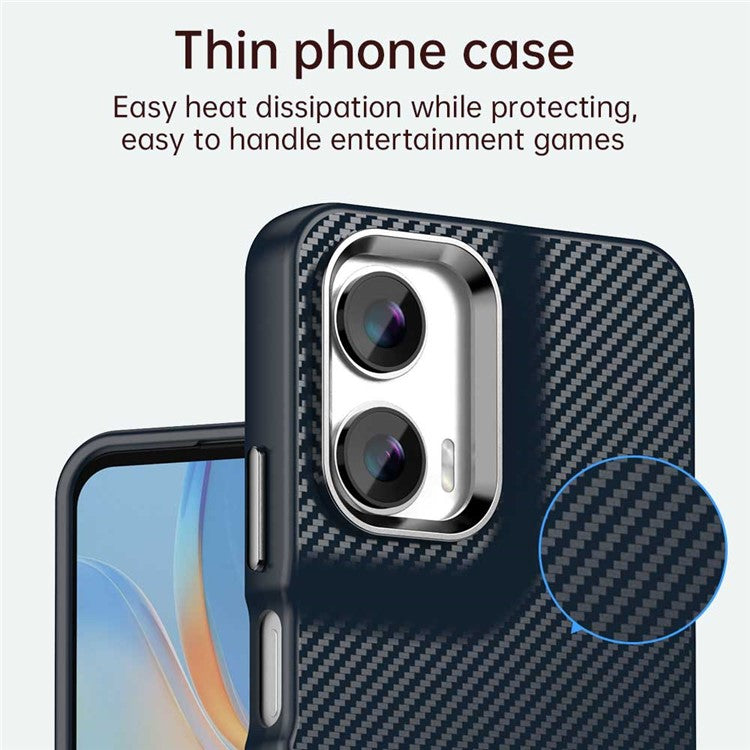 For Motorola Moto G35 5G Case Cell Phone Hybrid Back Cover Carbon Fiber Texture - Blue