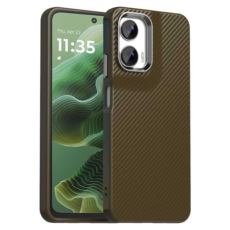 For Motorola Moto G35 5G Case Cell Phone Hybrid Back Cover Carbon Fiber Texture - Brown