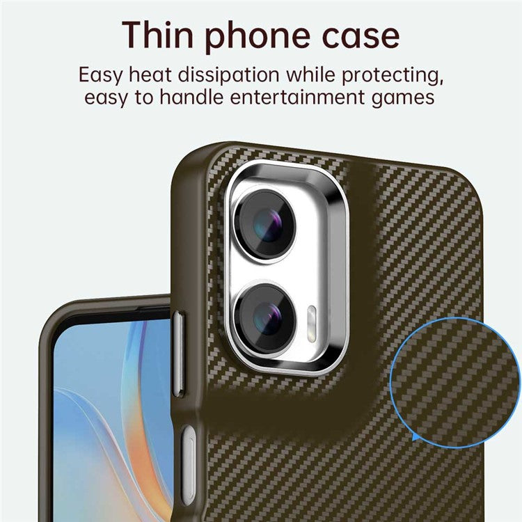 For Motorola Moto G35 5G Case Cell Phone Hybrid Back Cover Carbon Fiber Texture - Brown