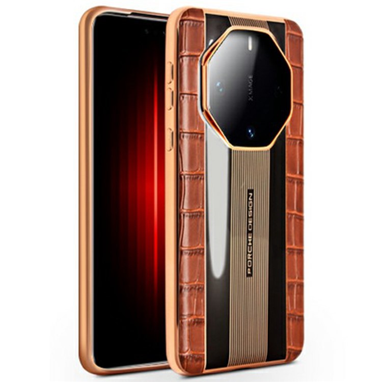 QIALINO For Huawei Mate 60 RS Ultimate Case Compatible with MagSafe Genuine Cow Leather TPU Phone Back Cover Business Style - Brown