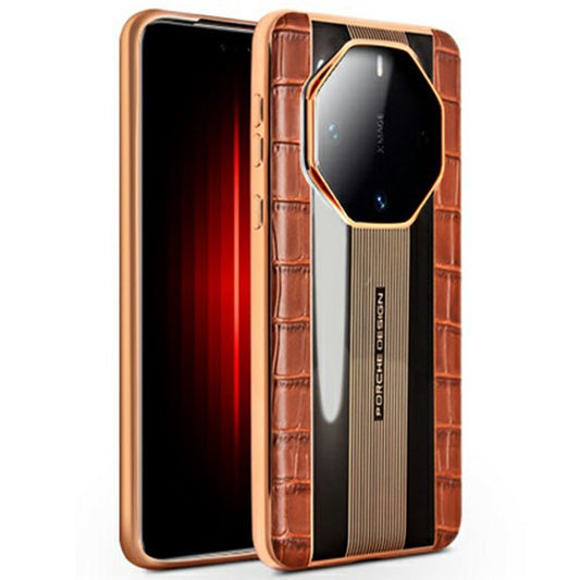 QIALINO For Huawei Mate 60 RS Ultimate Case Compatible with MagSafe Genuine Cow Leather TPU Phone Back Cover Business Style - Brown