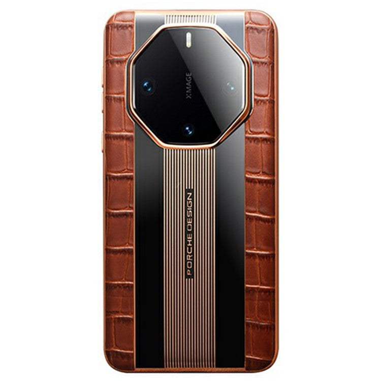 QIALINO For Huawei Mate 60 RS Ultimate Case Compatible with MagSafe Genuine Cow Leather TPU Phone Back Cover Business Style - Brown
