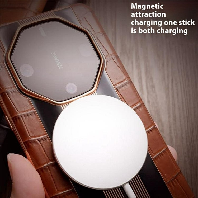 QIALINO For Huawei Mate 60 RS Ultimate Case Compatible with MagSafe Genuine Cow Leather TPU Phone Back Cover Business Style - Brown