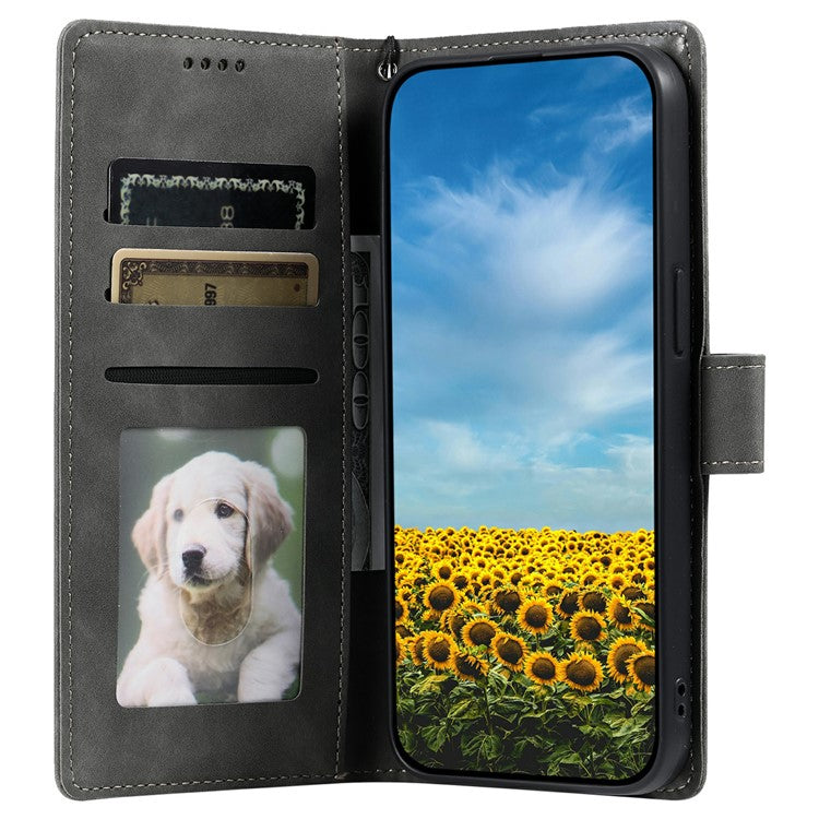 For Motorola Moto G35 5G Case Imprinted Totem Skin Feel Wallet Leather Phone Cover - Grey