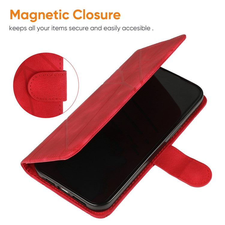 For Motorola Moto G35 5G Stand Case Line Pattern Leather Phone Cover - Red