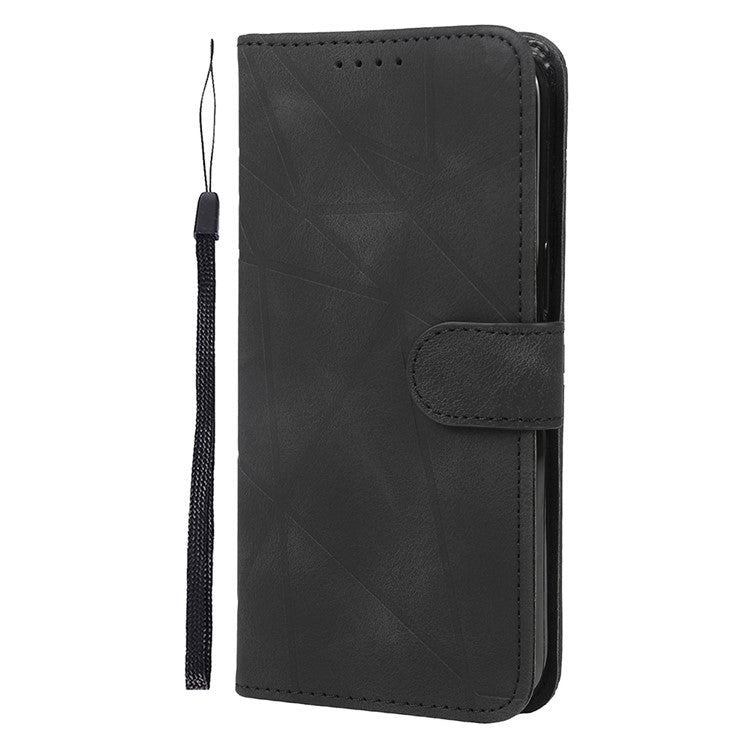 For Motorola Moto G35 5G Stand Case Line Pattern Leather Phone Cover - Black