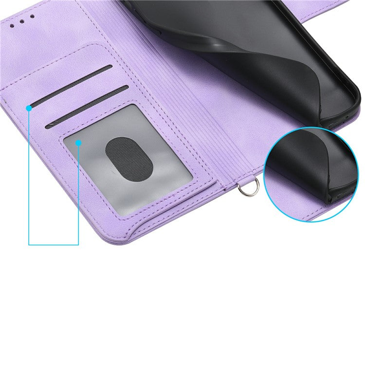 For Motorola Moto G35 5G Case Flower Pattern PU Leather Wallet Phone Cover with Strap - Light Purple