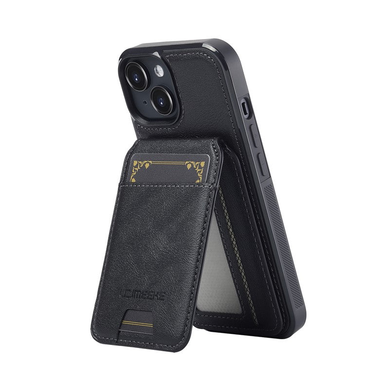 LC.IMEEKE L3 For iPhone 14 Plus Magnetic Case Detachable Card Holder Leather TPU Mobile Cover - Black