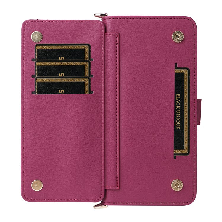 Wallet Phone Case for Motorola Moto G64y 5G / G64 5G / G54 Power 5G / G54 5G Leather Cover with Shoulder / Wrist Strap - Rose