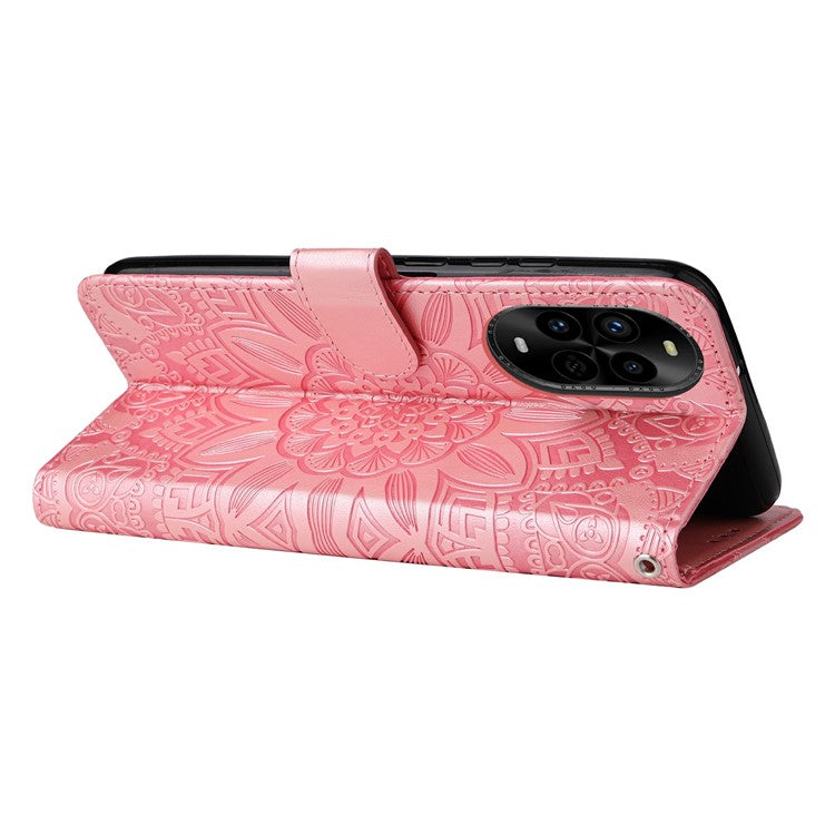 For Huawei nova 13 Pro 5G Case Sunflower Imprint Leather Wallet Phone Cover - Pink