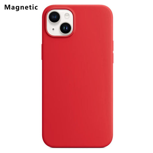 For iPhone 14 Compatible with MagSafe Liquid Silicone Phone Back Cover (No Logo) - Red