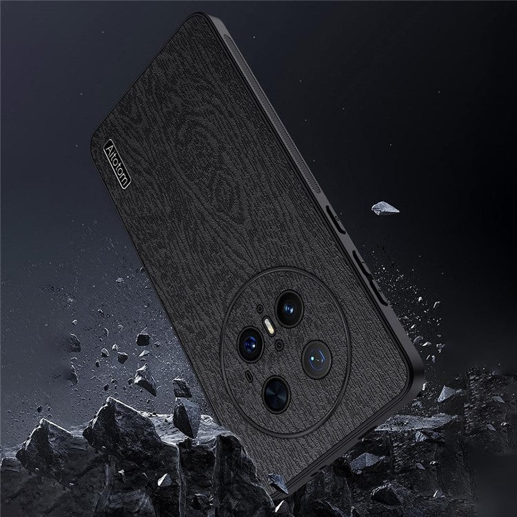 For Huawei Mate 70 Pro+ / Mate 70 Pro Case Wood Texture PU Leather Coated PC TPU Phone Cover - Blue