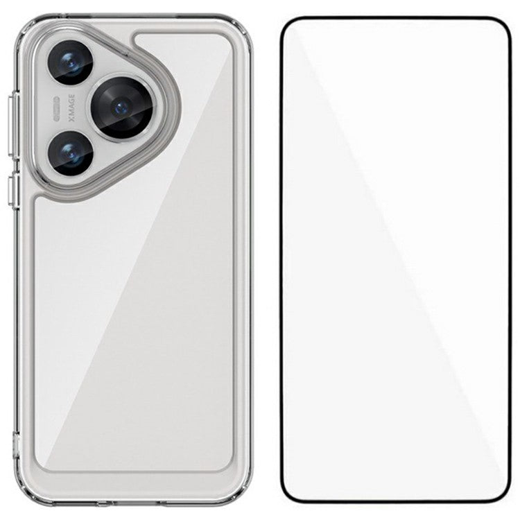 WANLONFENG MF Series for Huawei Pura 70 Case TPU+Acrylic Clear Phone Cover with Tempered Glass Film