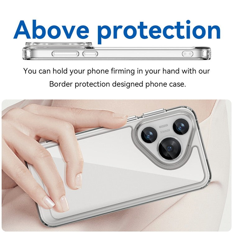 WANLONFENG MF Series for Huawei Pura 70 Case TPU+Acrylic Clear Phone Cover with Tempered Glass Film