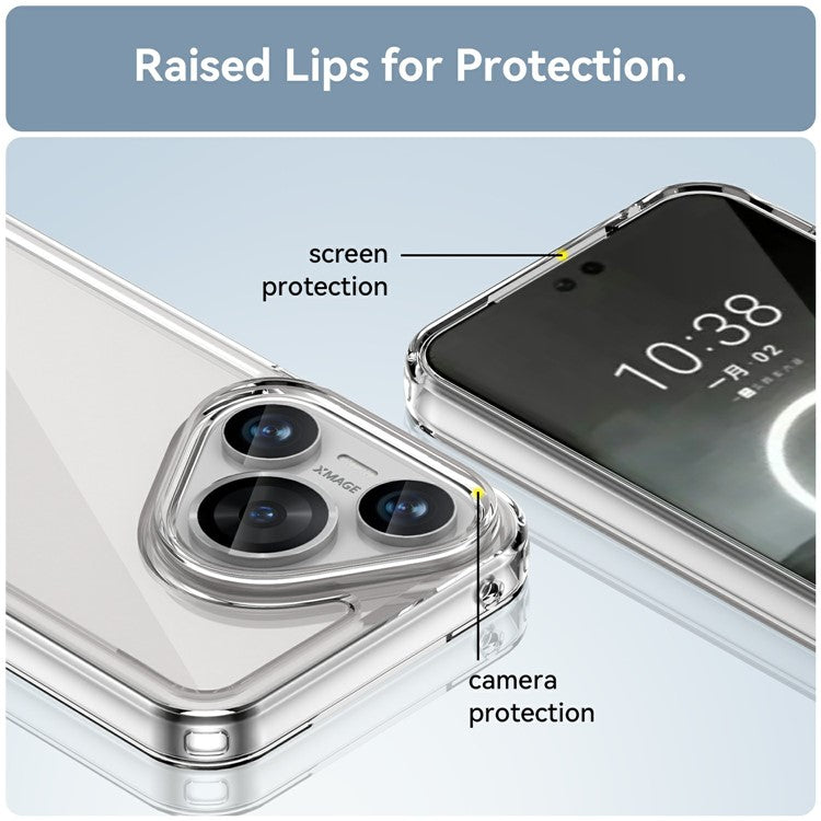 WANLONFENG MF Series for Huawei Pura 70 Case TPU+Acrylic Clear Phone Cover with Tempered Glass Film