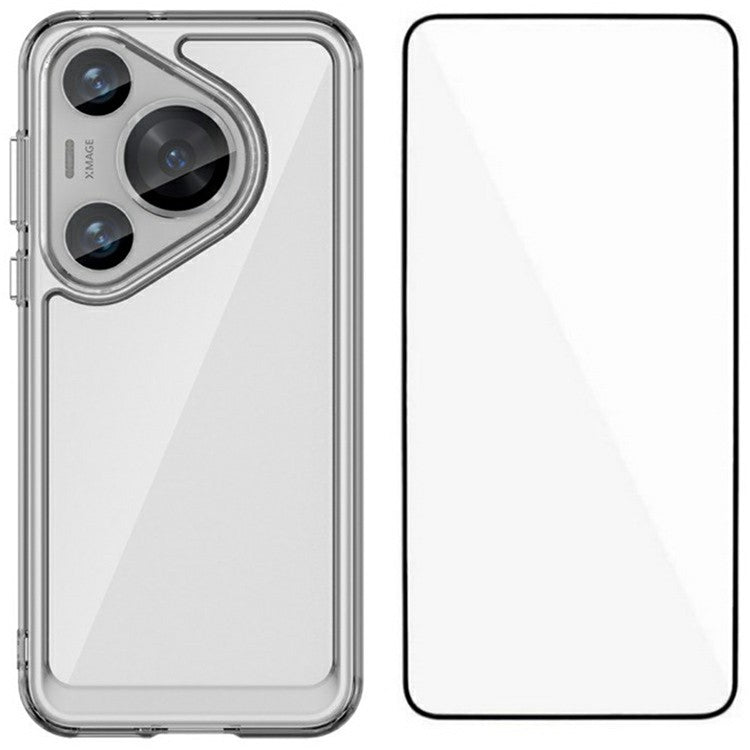 WANLONFENG MF Series for Huawei Pura 70 Pro+ / Pura 70 Pro Case TPU+Acrylic Clear Phone Cover with Tempered Glass Film