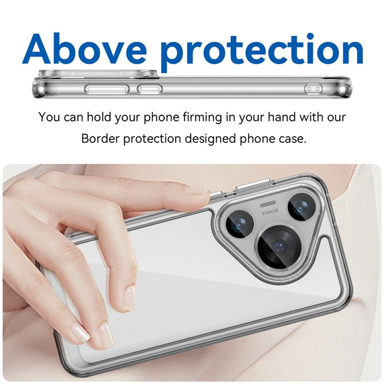 WANLONFENG MF Series for Huawei Pura 70 Pro+ / Pura 70 Pro Case TPU+Acrylic Clear Phone Cover with Tempered Glass Film
