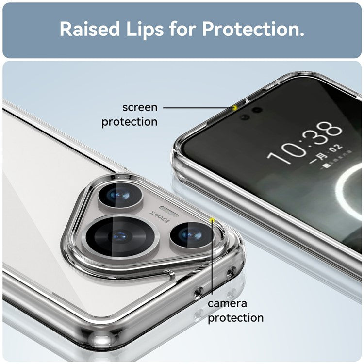 WANLONFENG MF Series for Huawei Pura 70 Pro+ / Pura 70 Pro Case TPU+Acrylic Clear Phone Cover with Tempered Glass Film