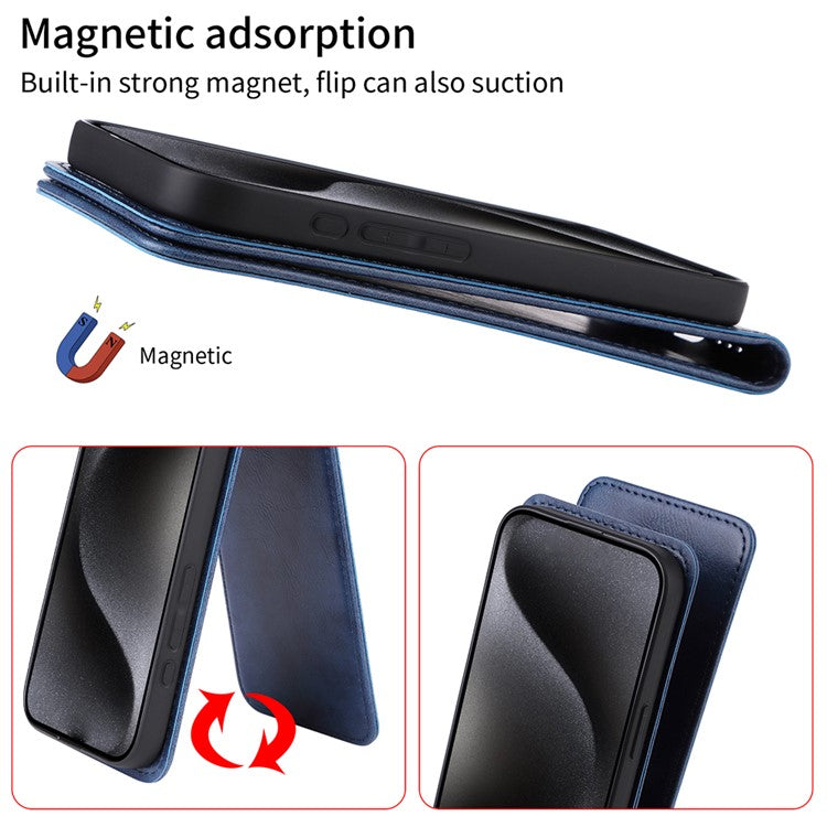 For Motorola Moto G35 5G Case with Card Slot Magnetic Vertical Flip Leather Phone Cover - Rose Gold