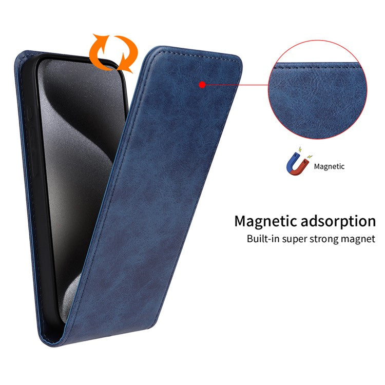 For Motorola Moto G35 5G Case with Card Slot Magnetic Vertical Flip Leather Phone Cover - Rose Gold