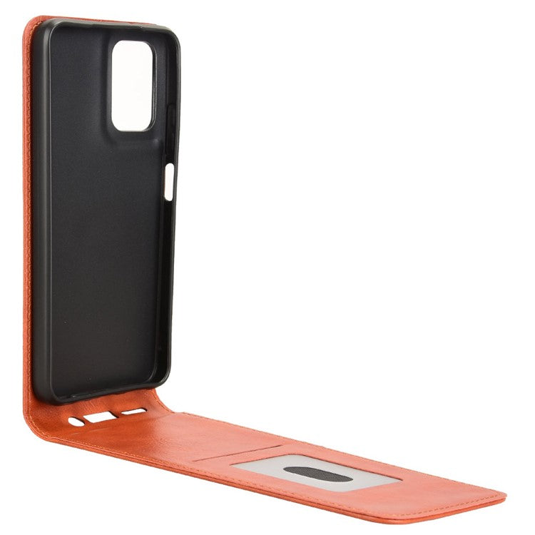 For Motorola Moto G35 5G Case with Card Slot Magnetic Vertical Flip Leather Phone Cover - Orange