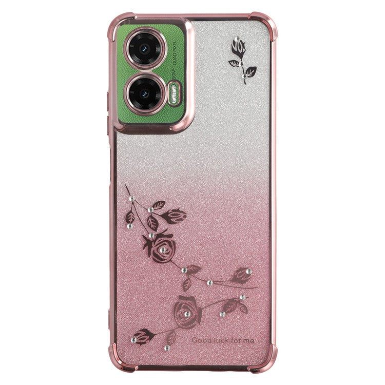 KADEM For Motorola Moto G35 5G Case Flower TPU Flexible Gradient Phone Cover - Rose Gold