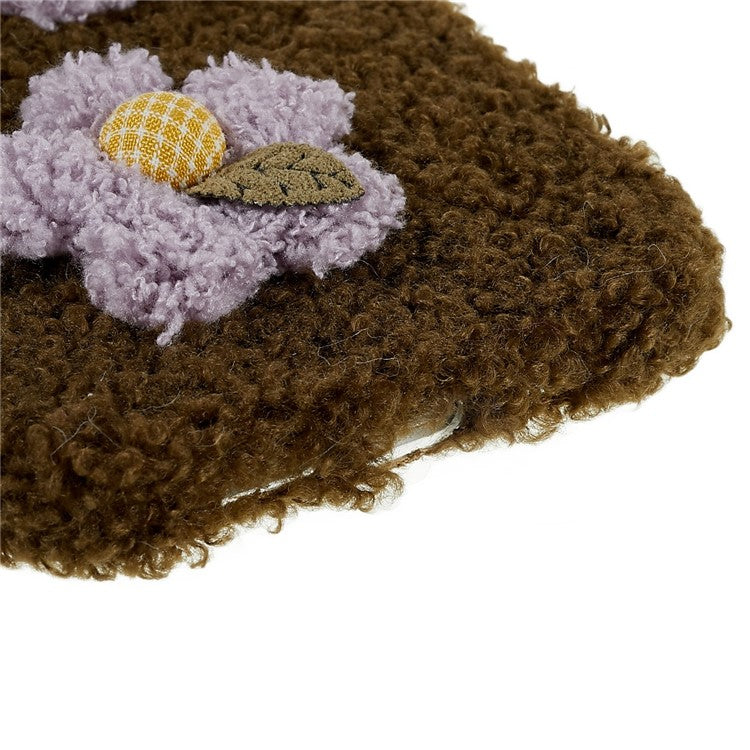 For iPhone 14 Plus Cute Flower Decor Fluffy Soft TPU Phone Case Drop-proof Back Cover - Dark Green