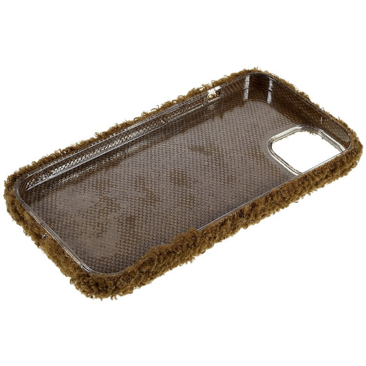 For iPhone 14 Plus Cute Flower Decor Fluffy Soft TPU Phone Case Drop-proof Back Cover - Dark Green