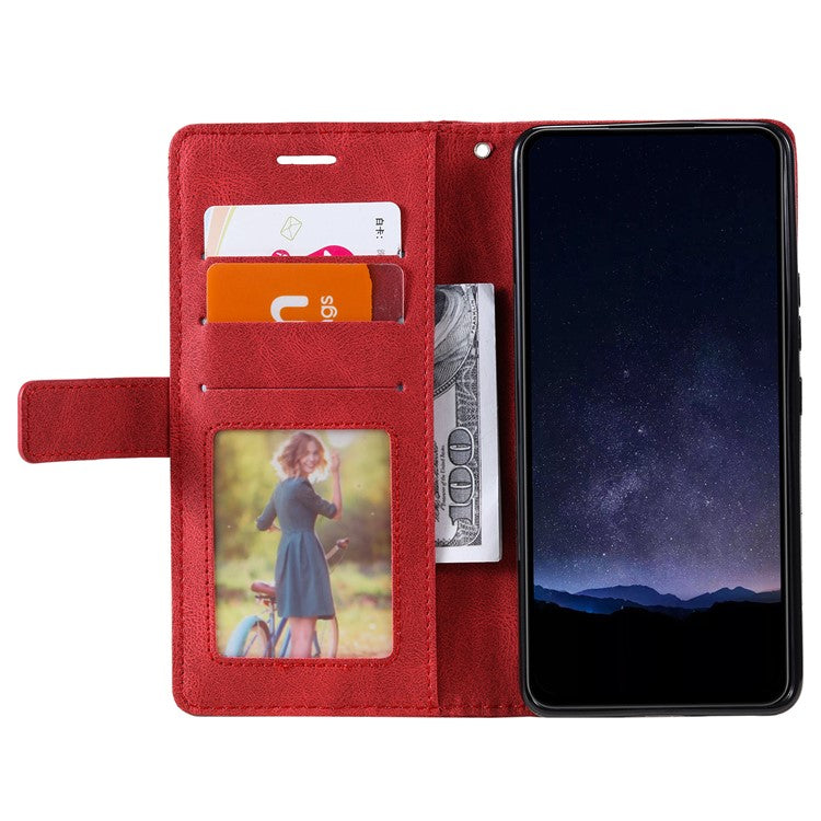 For Motorola Moto G35 5G Case Imprinted Lines PU Leather Splicing Wallet Phone Cover - Red