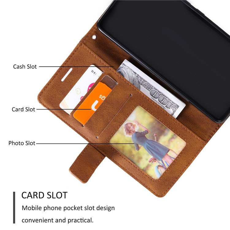 For Motorola Moto G35 5G Case Imprinted Lines PU Leather Splicing Wallet Phone Cover - Brown